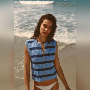 Zara Stripes Cable-Knit Top size Large